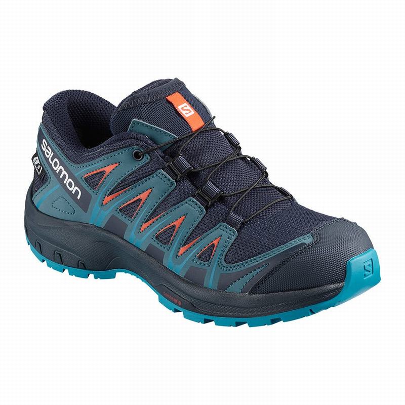 Salomon Singapore Kids Hiking Shoes - XA PRO 3D CLIMASALOMON™ WATERPROOF Navy/Blue | 59732-VHMR